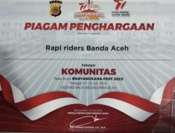 RAPI Riders Banda Aceh Terima Penghargaan Kapolda Aceh