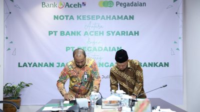 Bank Aceh dan Pegadaian Teken MoU Tingkatkan Layanan Digital